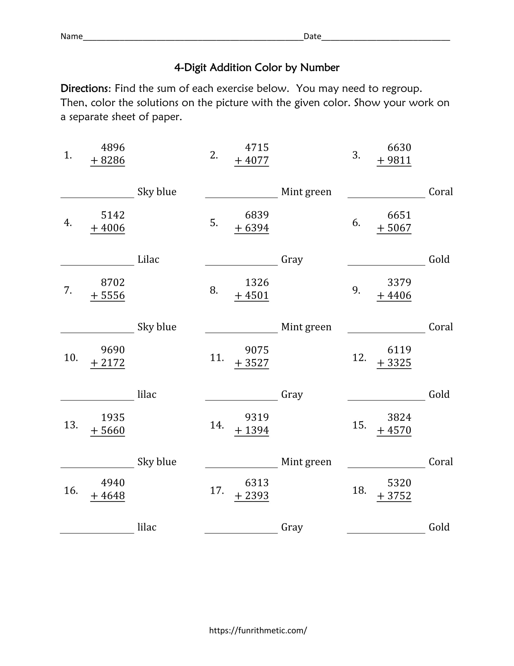4-digit addition color by number-2