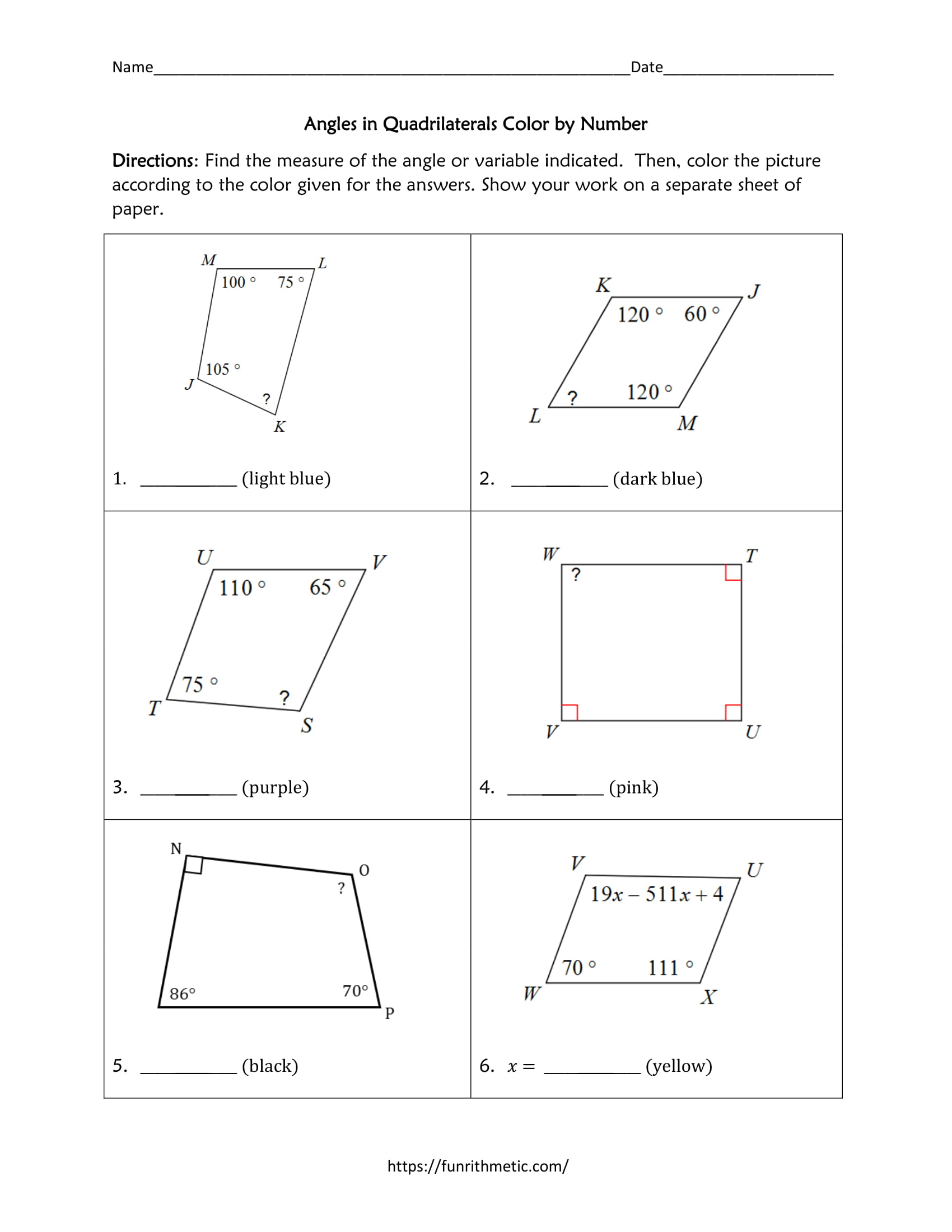 angles in quadrilaterals angles in quadrilaterals
