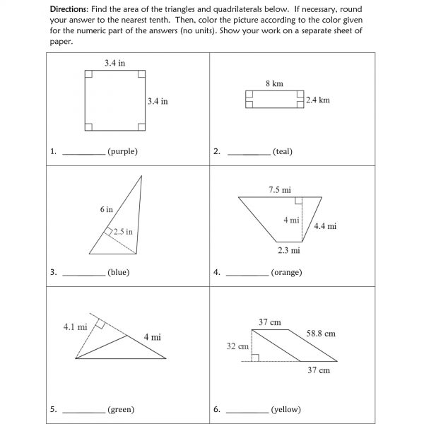 area of triangles and quadrilaterals
