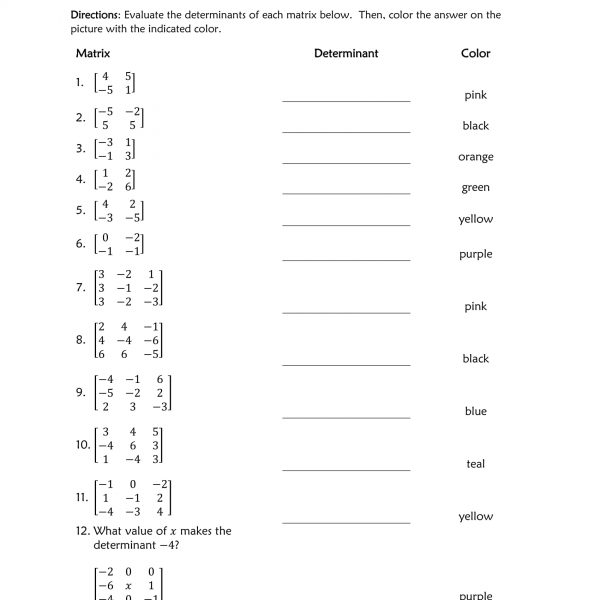 Determinants of Matrices coloring activity