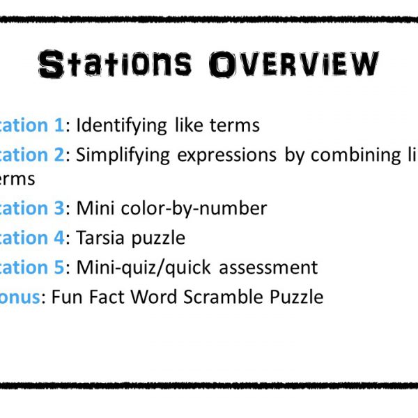 combining like terms stations