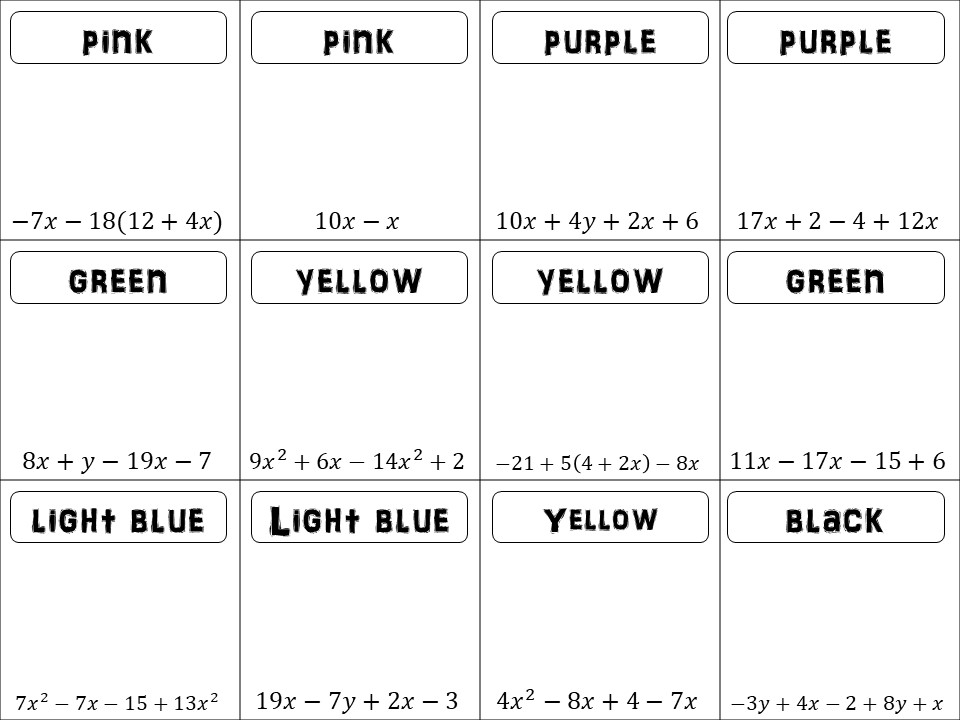combining like terms stations combining like terms stations