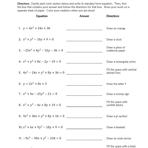 classifying conic sections