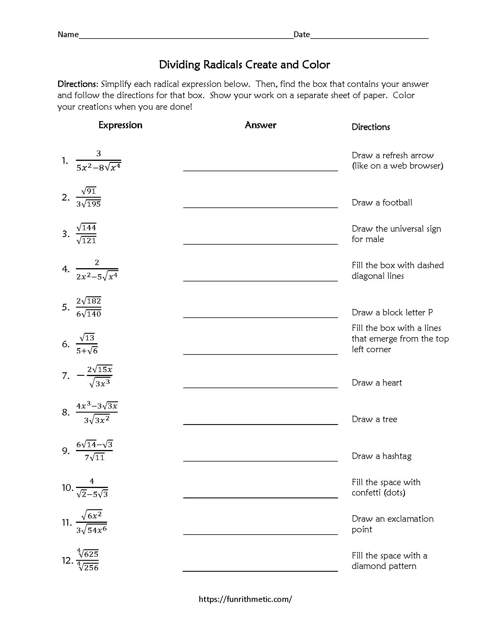 dividing radicals activity dividing radicals activity
