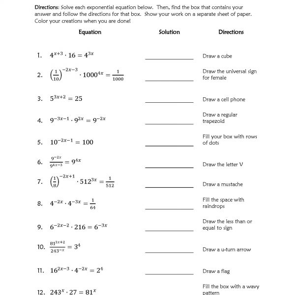 exponential equations activity