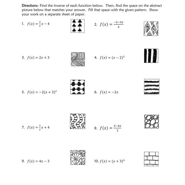 inverses of functions worksheet