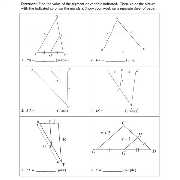 Midsegment of a Triangle worksheet